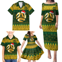 Personalised Australia Matildas Christmas Family Matching Puletasi Dress and Hawaiian Shirt Merry Xmas 2023 National Color - Wonder Print Shop