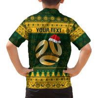 Personalised Australia Matildas Christmas Family Matching Short Sleeve Bodycon Dress and Hawaiian Shirt Merry Xmas 2023 National Color - Wonder Print Shop