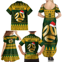 Personalised Australia Matildas Christmas Family Matching Summer Maxi Dress and Hawaiian Shirt Merry Xmas 2023 National Color - Wonder Print Shop