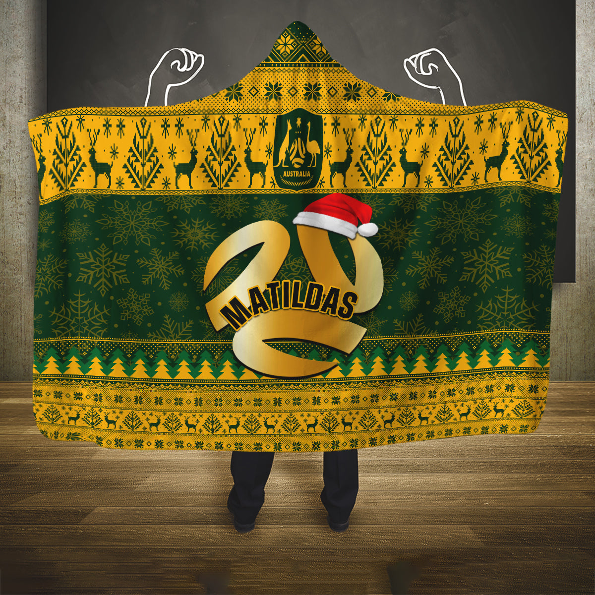 personalised-australia-matildas-christmas-hooded-blanket-merry-xmas-2023-national-color