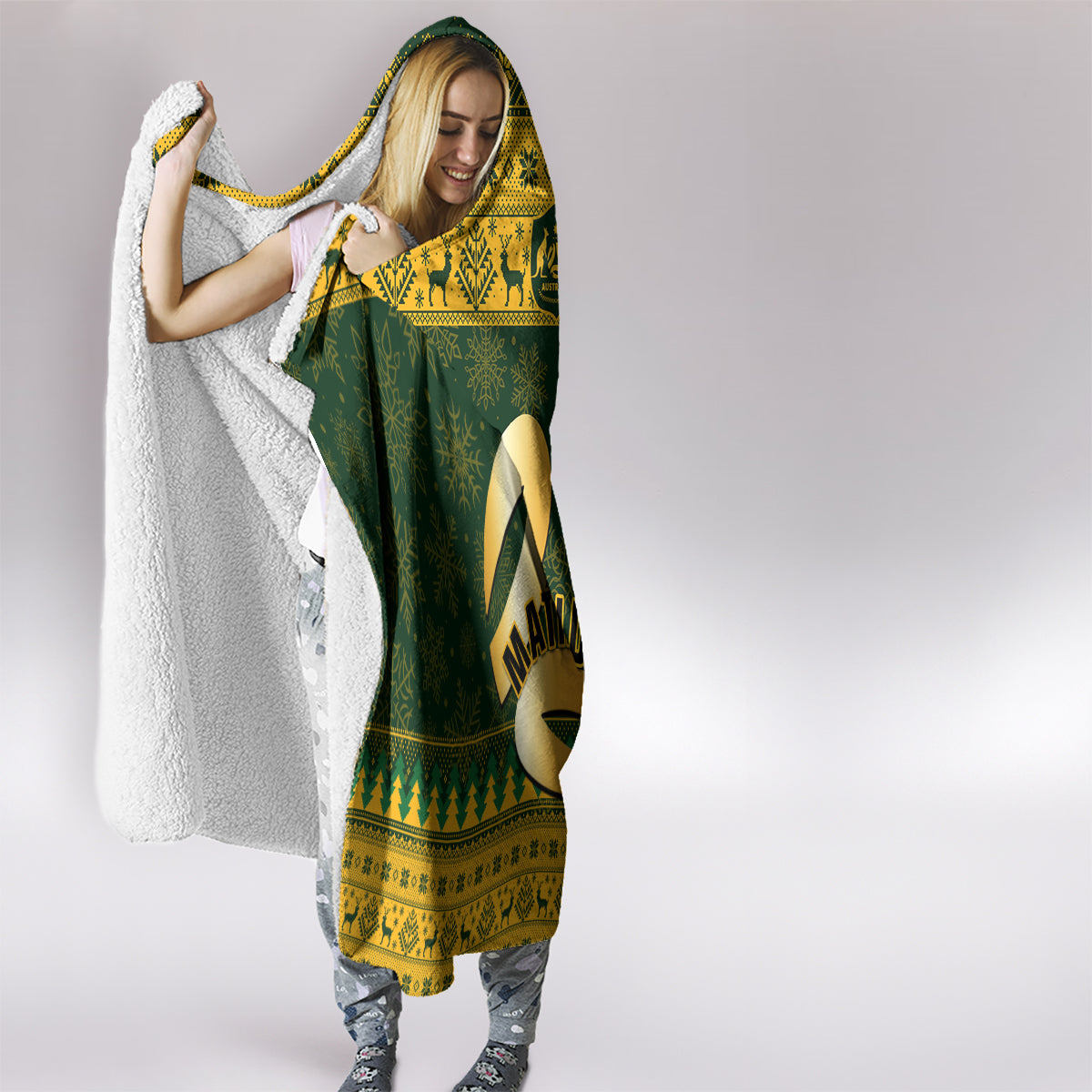 personalised-australia-matildas-christmas-hooded-blanket-merry-xmas-2023-national-color