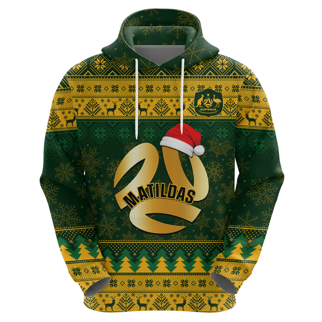 Personalised Australia Matildas Christmas Hoodie Merry Xmas 2023 National Color - Wonder Print Shop