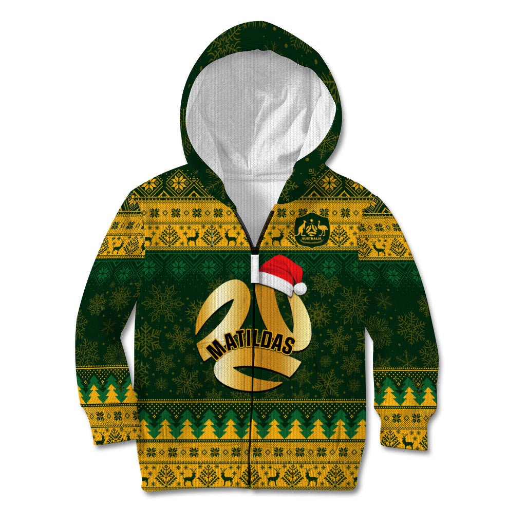 Personalised Australia Matildas Christmas Kid Hoodie Merry Xmas 2023 National Color - Wonder Print Shop