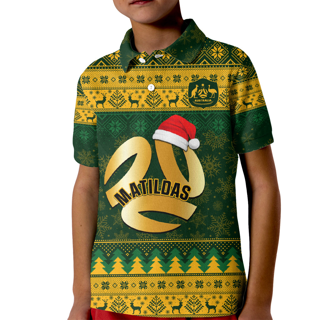 Personalised Australia Matildas Christmas Kid Polo Shirt Merry Xmas 2023 National Color - Wonder Print Shop