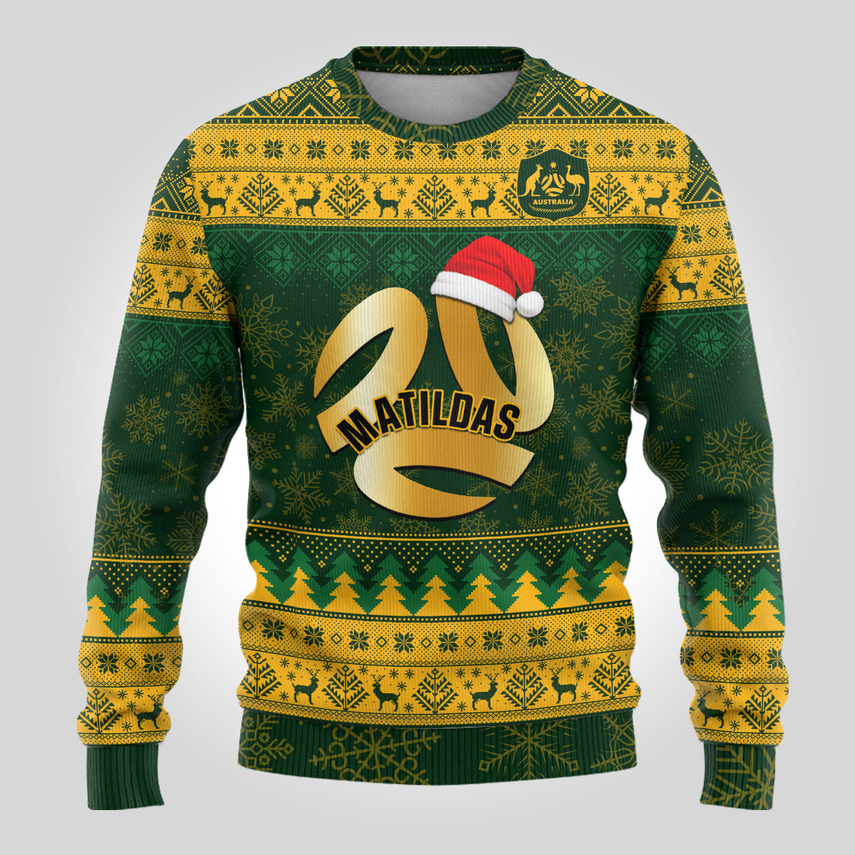 Personalised Australia Matildas Christmas Ugly Christmas Sweater Merry Xmas 2023 National Color - Wonder Print Shop
