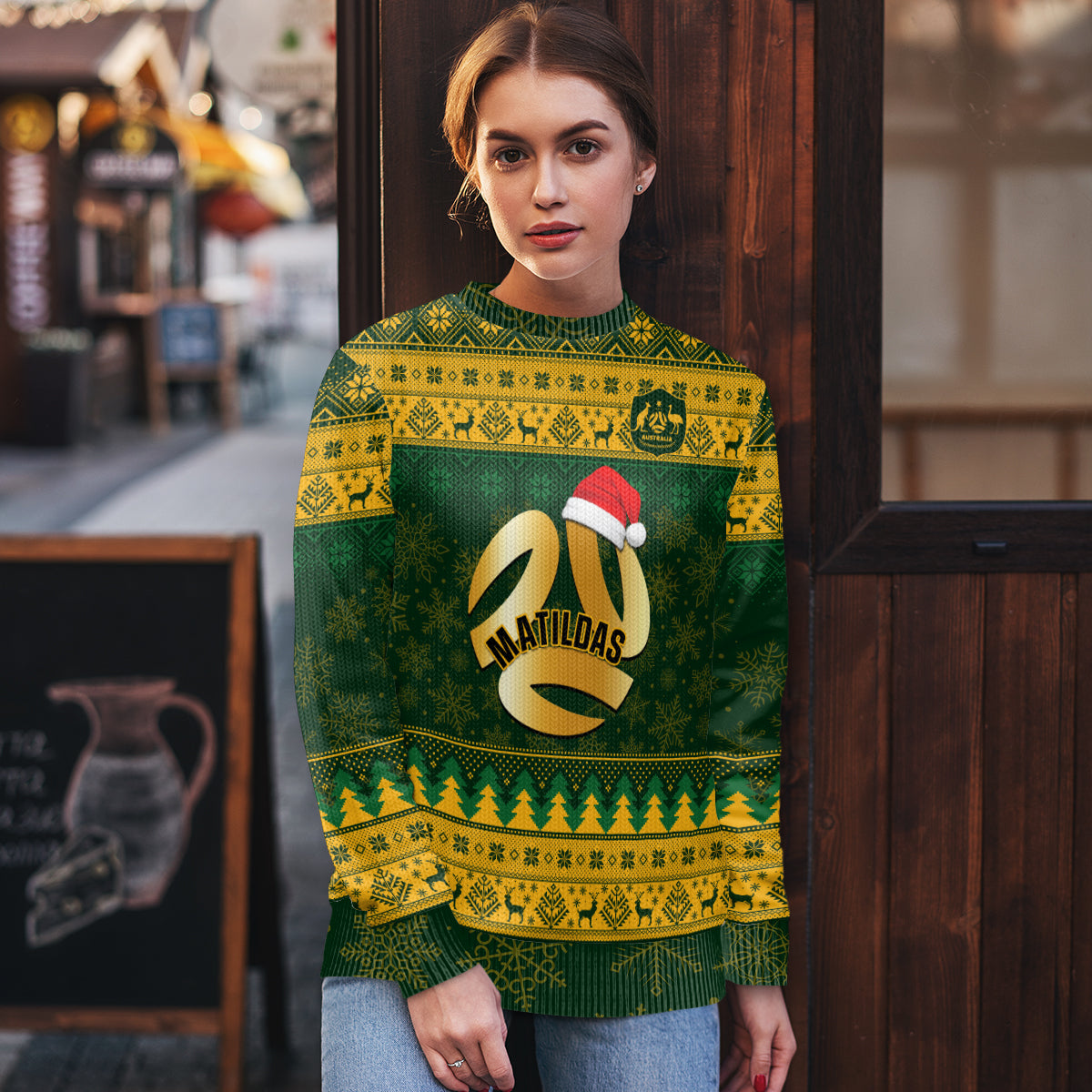 Personalised Australia Matildas Christmas Ugly Christmas Sweater Merry Xmas 2023 National Color - Wonder Print Shop