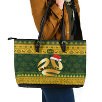 Australia Matildas Christmas Leather Tote Bag Merry Xmas 2023 National Color - Wonder Print Shop