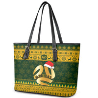 Australia Matildas Christmas Leather Tote Bag Merry Xmas 2023 National Color - Wonder Print Shop