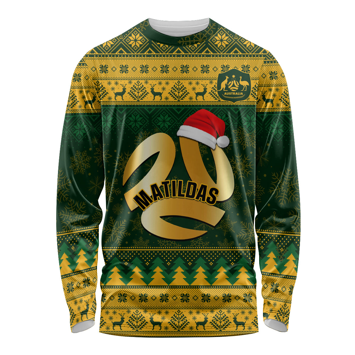 Personalised Australia Matildas Christmas Long Sleeve Shirt Merry Xmas 2023 National Color - Wonder Print Shop
