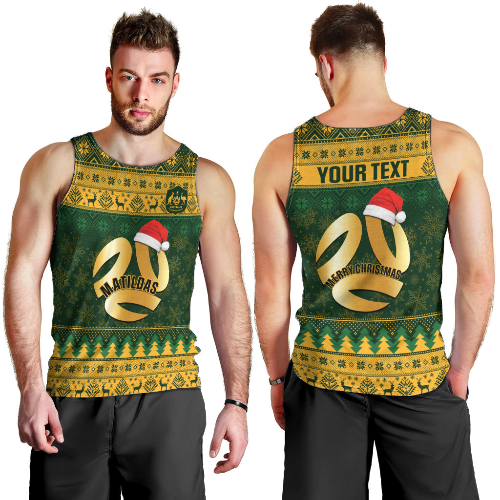 Personalised Australia Matildas Christmas Men Tank Top Merry Xmas 2023 National Color - Wonder Print Shop