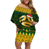 Personalised Australia Matildas Christmas Off Shoulder Short Dress Merry Xmas 2023 National Color - Wonder Print Shop