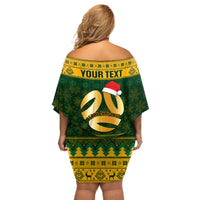 Personalised Australia Matildas Christmas Off Shoulder Short Dress Merry Xmas 2023 National Color - Wonder Print Shop