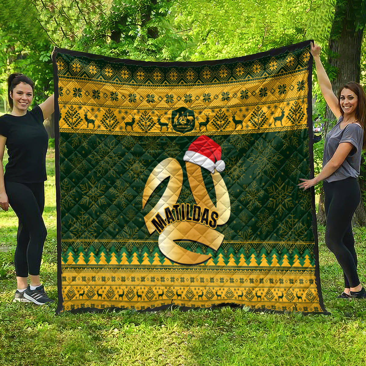 Australia Matildas Christmas Quilt Merry Xmas 2023 National Color - Wonder Print Shop