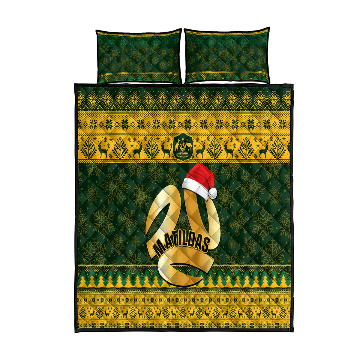 Australia Matildas Christmas Quilt Bed Set Merry Xmas 2023 National Color - Wonder Print Shop