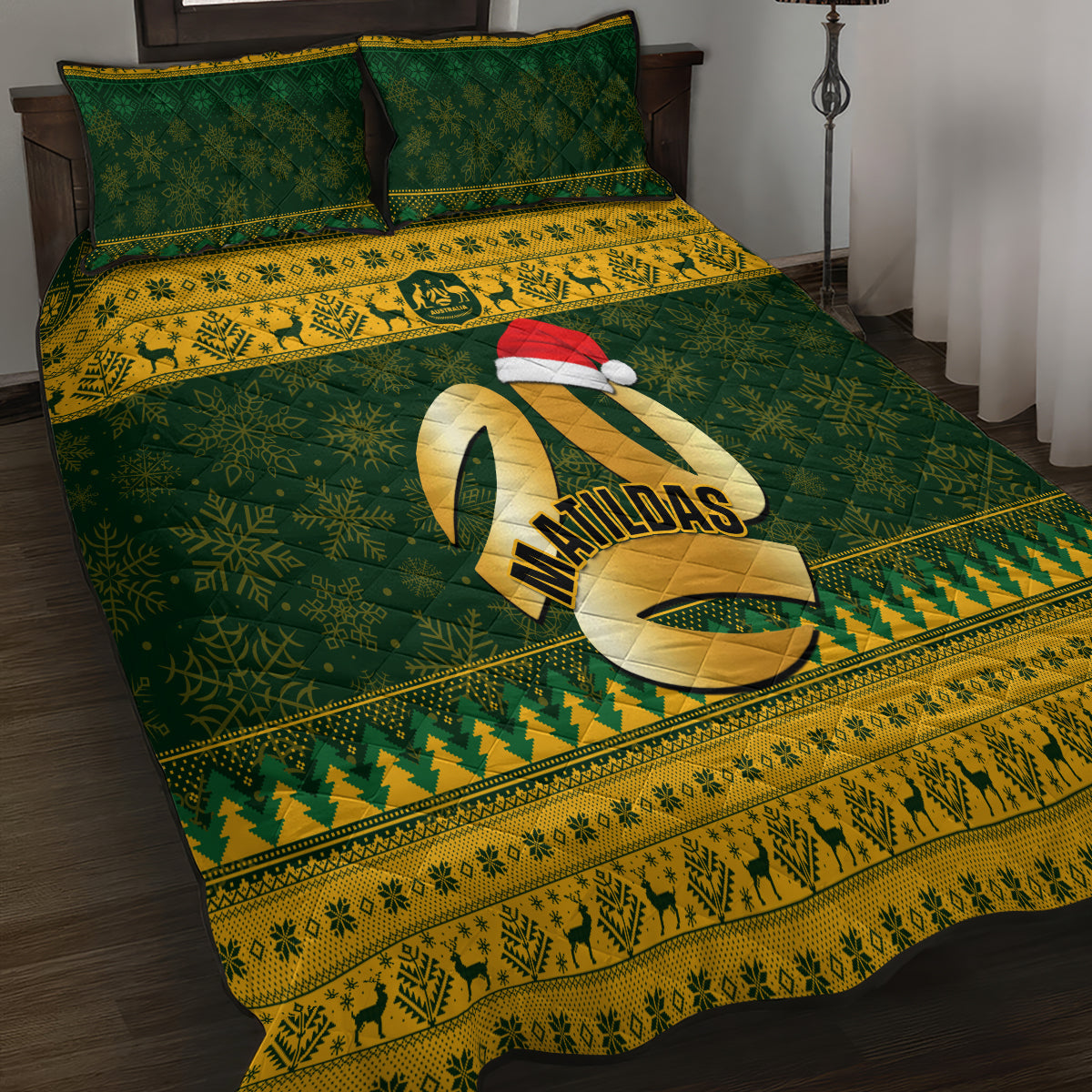 Australia Matildas Christmas Quilt Bed Set Merry Xmas 2023 National Color - Wonder Print Shop