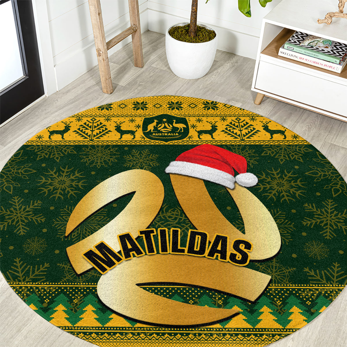 personalised-australia-matildas-christmas-round-carpet-merry-xmas-2023-national-color