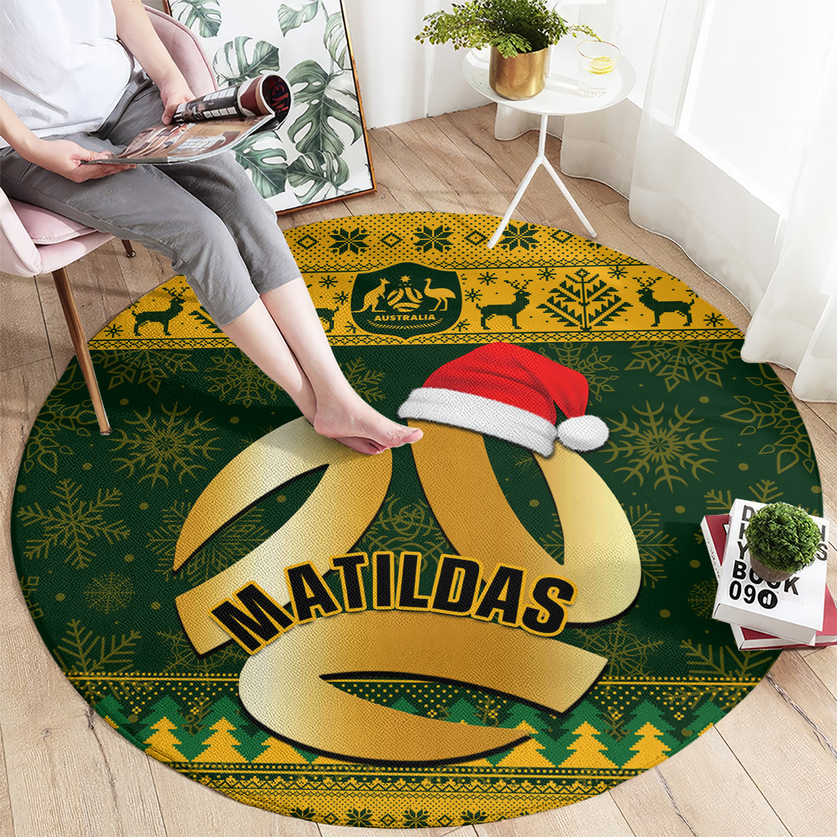 personalised-australia-matildas-christmas-round-carpet-merry-xmas-2023-national-color