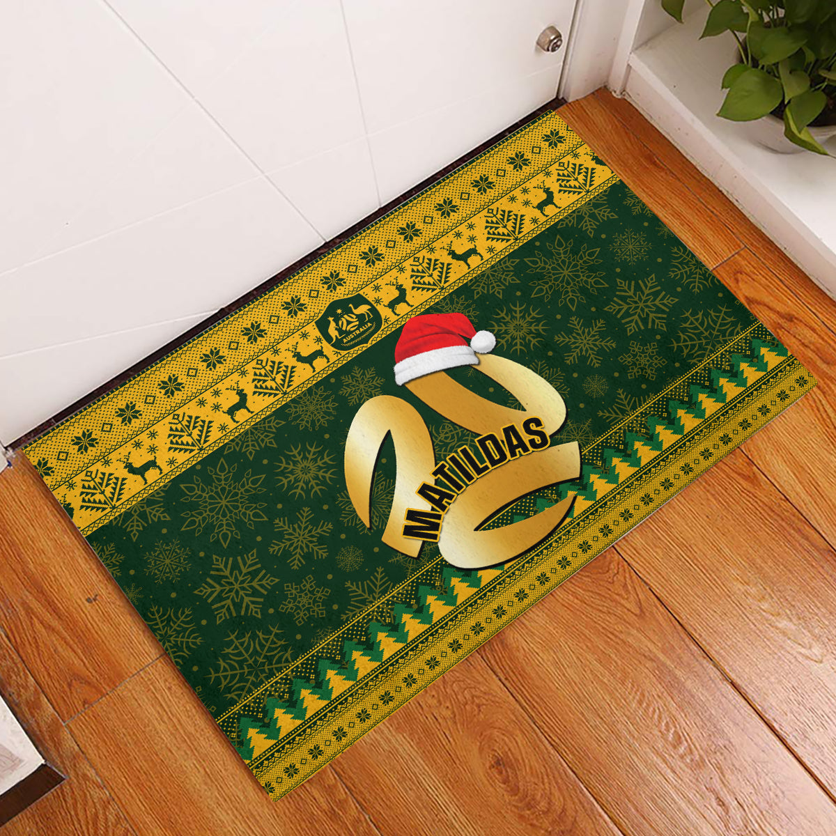 Australia Matildas Christmas Rubber Doormat Merry Xmas 2023 National Color - Wonder Print Shop