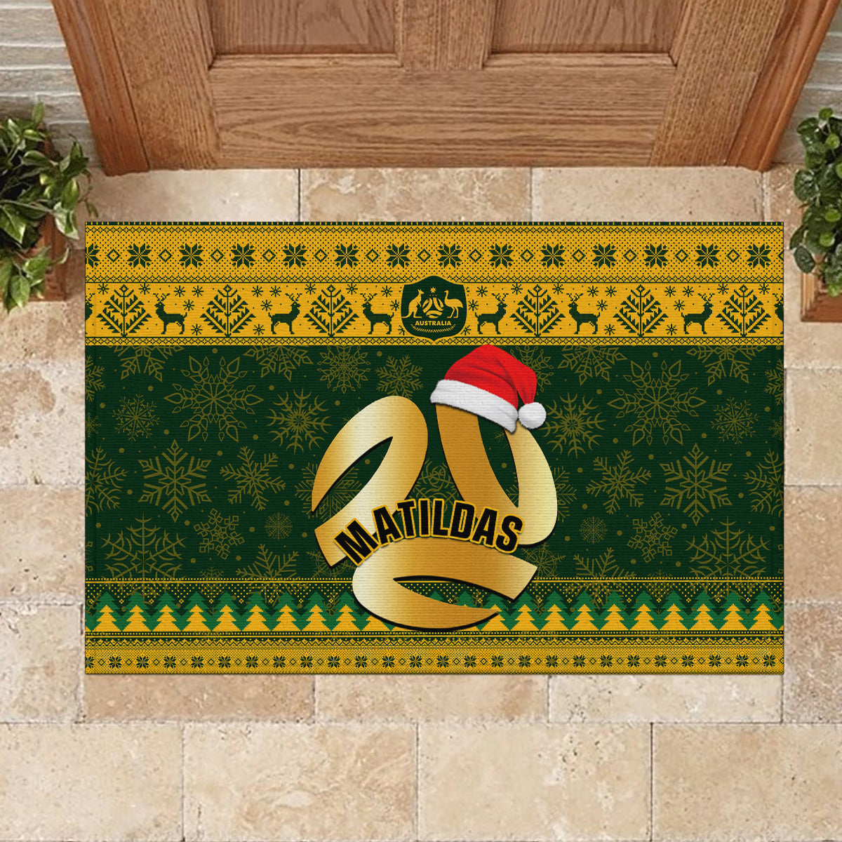 Australia Matildas Christmas Rubber Doormat Merry Xmas 2023 National Color - Wonder Print Shop