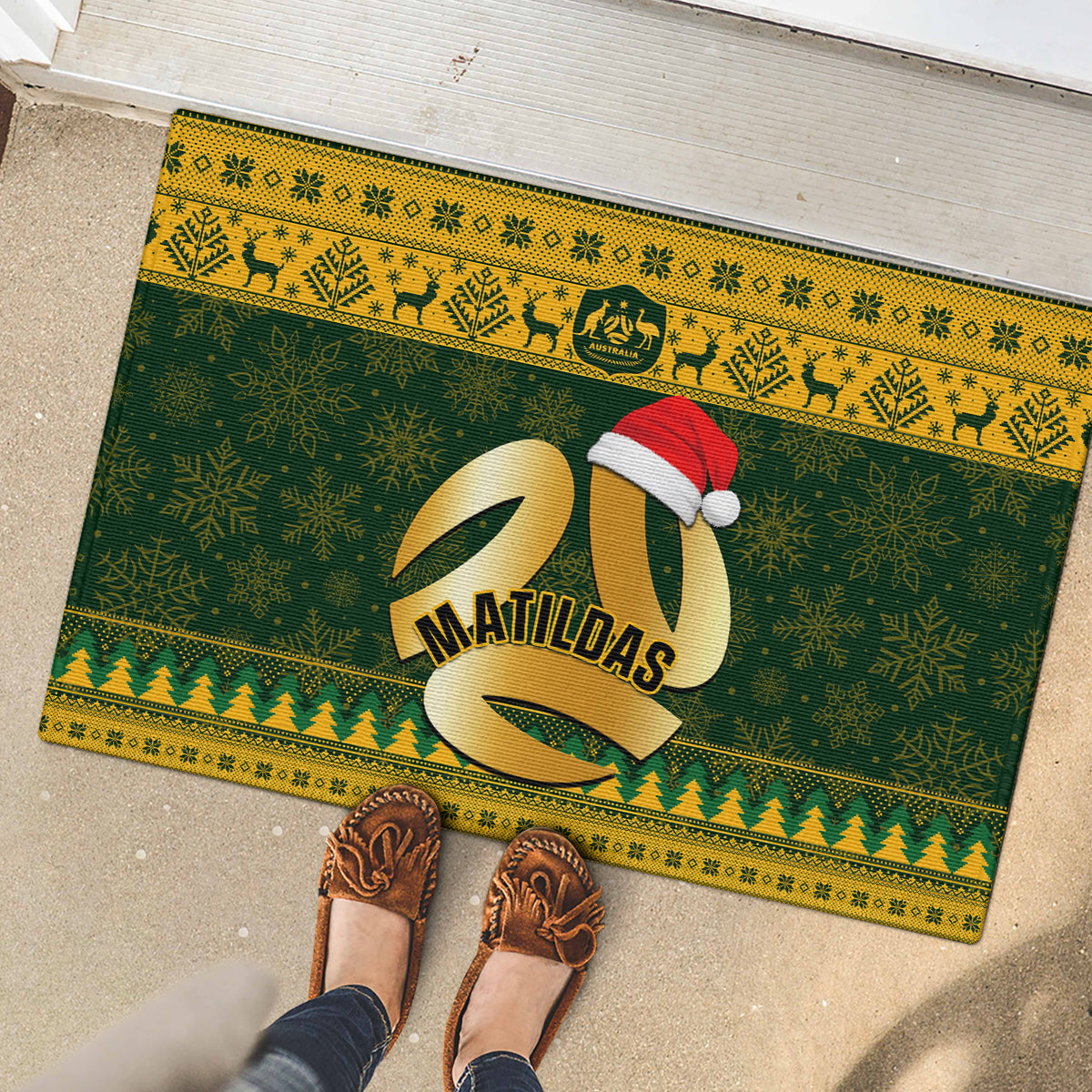 Australia Matildas Christmas Rubber Doormat Merry Xmas 2023 National Color - Wonder Print Shop