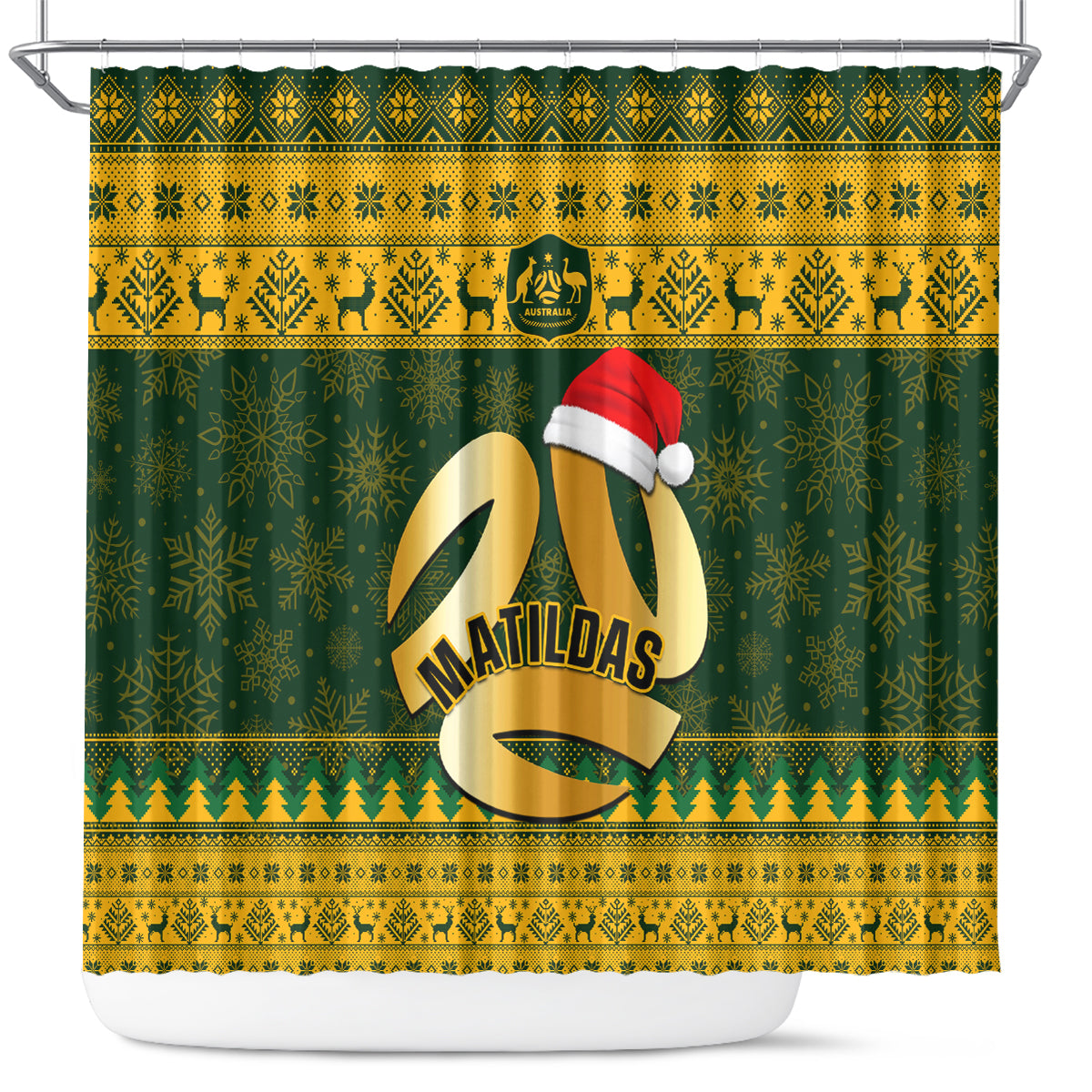 personalised-australia-matildas-christmas-shower-curtain-merry-xmas-2023-national-color