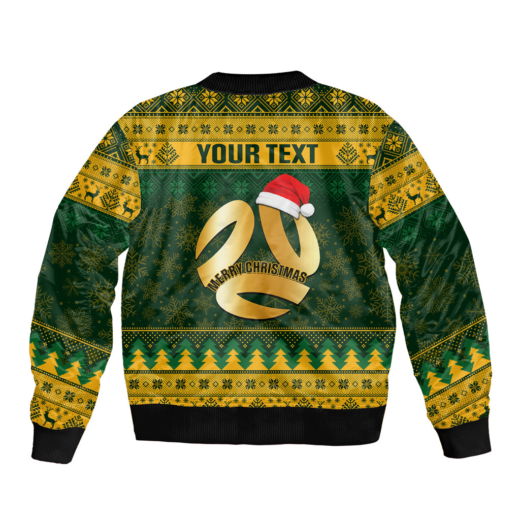 Personalised Australia Matildas Christmas Sleeve Zip Bomber Jacket Merry Xmas 2023 National Color - Wonder Print Shop