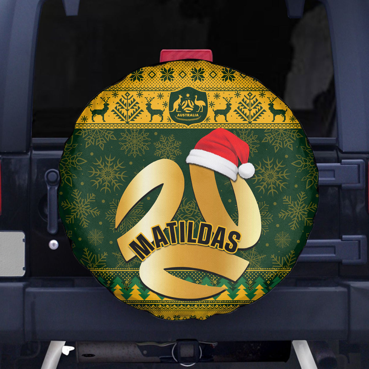 Australia Matildas Christmas Spare Tire Cover Merry Xmas 2023 National Color - Wonder Print Shop
