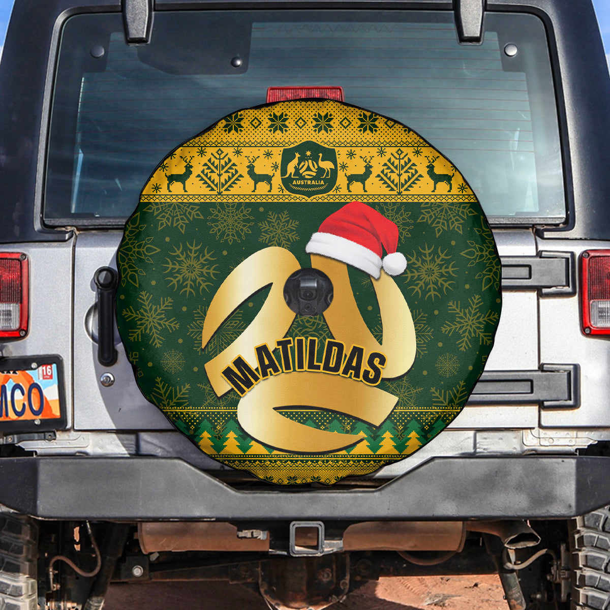 Australia Matildas Christmas Spare Tire Cover Merry Xmas 2023 National Color - Wonder Print Shop