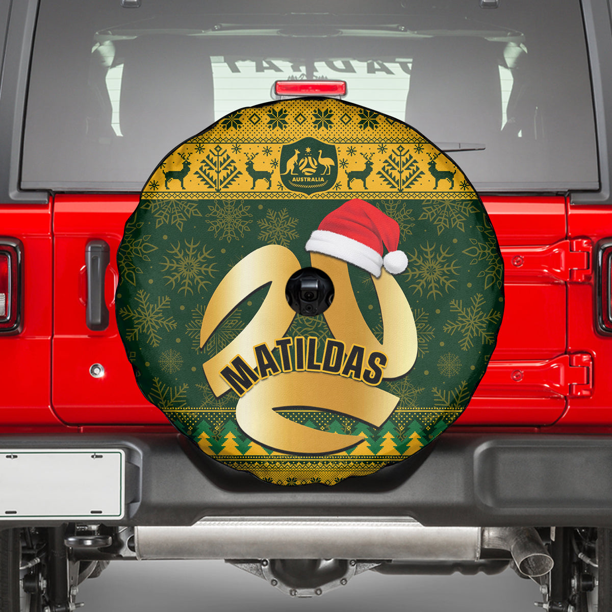 Australia Matildas Christmas Spare Tire Cover Merry Xmas 2023 National Color - Wonder Print Shop