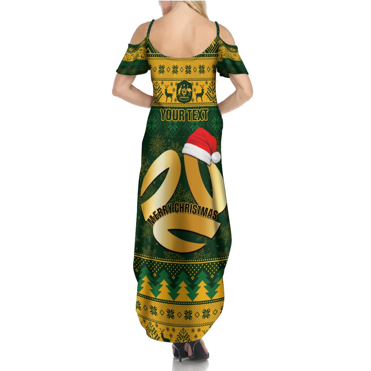 Personalised Australia Matildas Christmas Summer Maxi Dress Merry Xmas 2023 National Color - Wonder Print Shop