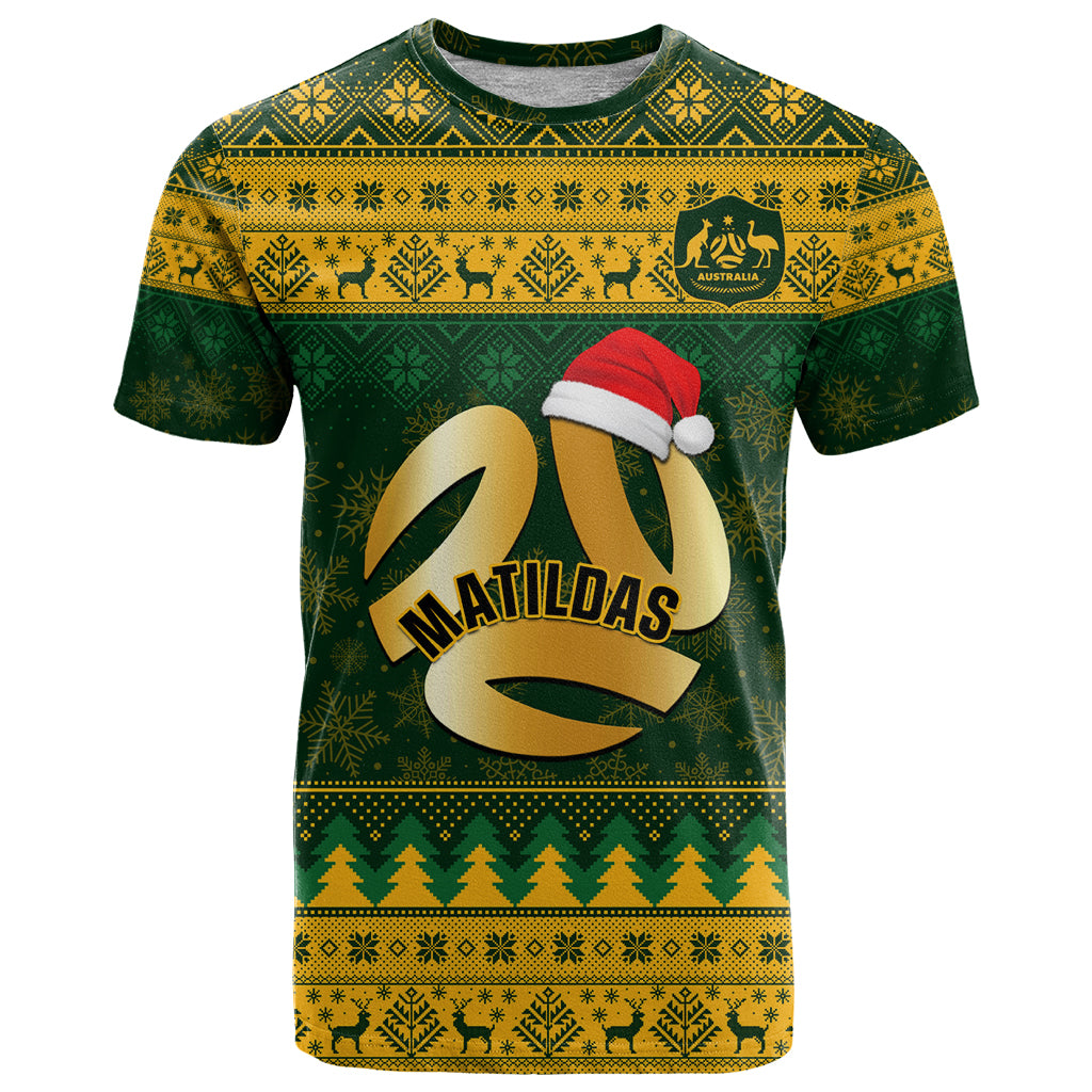 Personalised Australia Matildas Christmas T Shirt Merry Xmas 2023 National Color - Wonder Print Shop