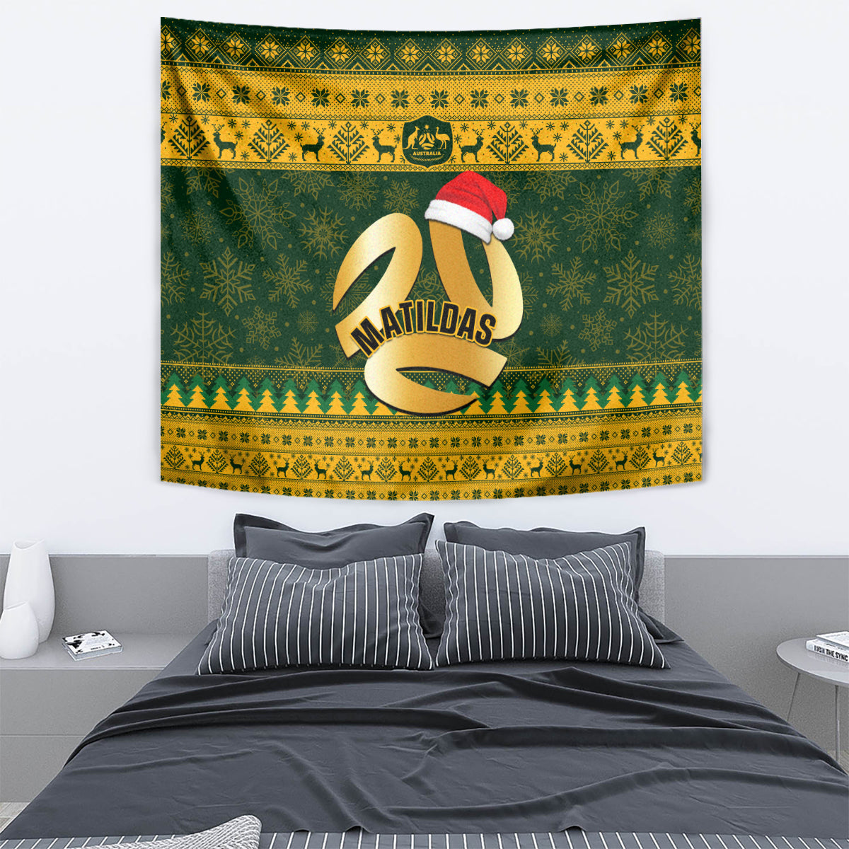 Australia Matildas Christmas Tapestry Merry Xmas 2023 National Color - Wonder Print Shop