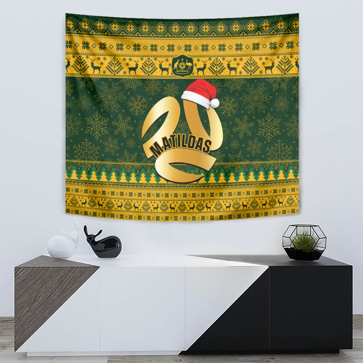 Australia Matildas Christmas Tapestry Merry Xmas 2023 National Color - Wonder Print Shop
