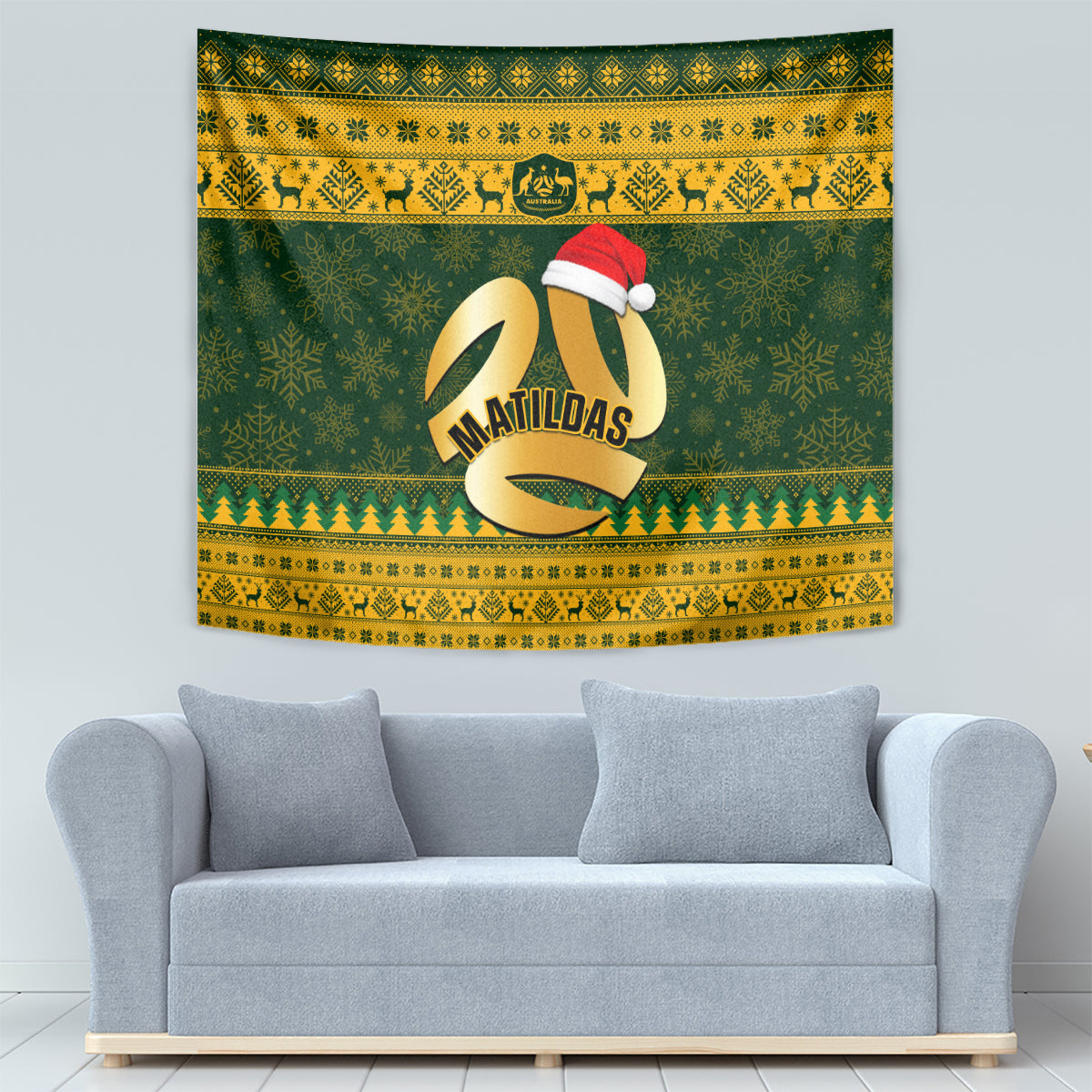Australia Matildas Christmas Tapestry Merry Xmas 2023 National Color - Wonder Print Shop