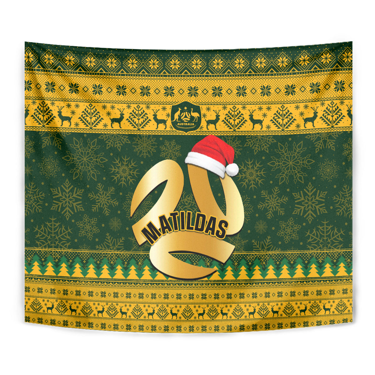 Australia Matildas Christmas Tapestry Merry Xmas 2023 National Color - Wonder Print Shop