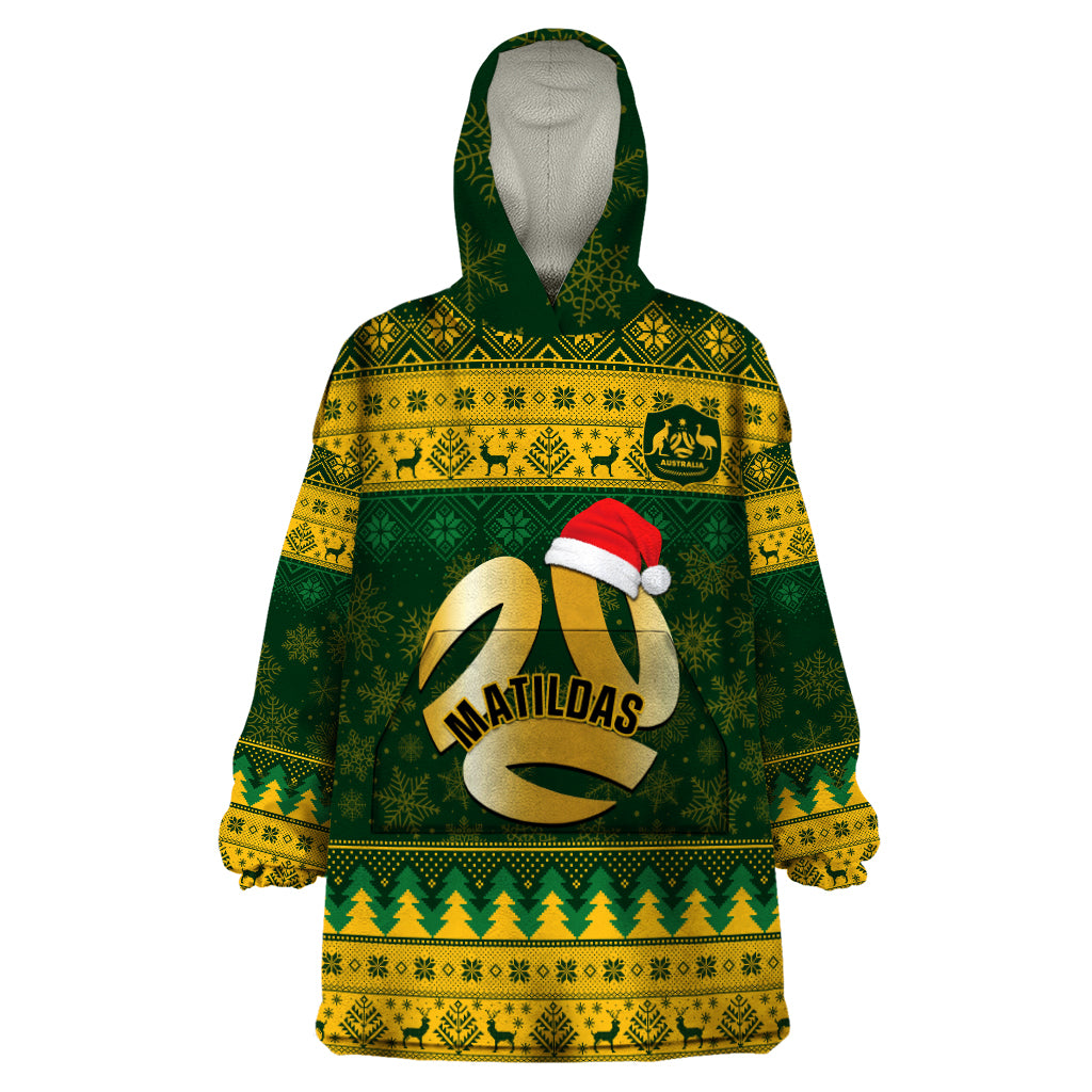 Personalised Australia Matildas Christmas Wearable Blanket Hoodie Merry Xmas 2023 National Color - Wonder Print Shop