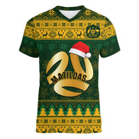 Personalised Australia Matildas Christmas Women V Neck T Shirt Merry Xmas 2023 National Color - Wonder Print Shop