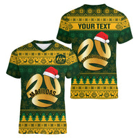 Personalised Australia Matildas Christmas Women V Neck T Shirt Merry Xmas 2023 National Color - Wonder Print Shop