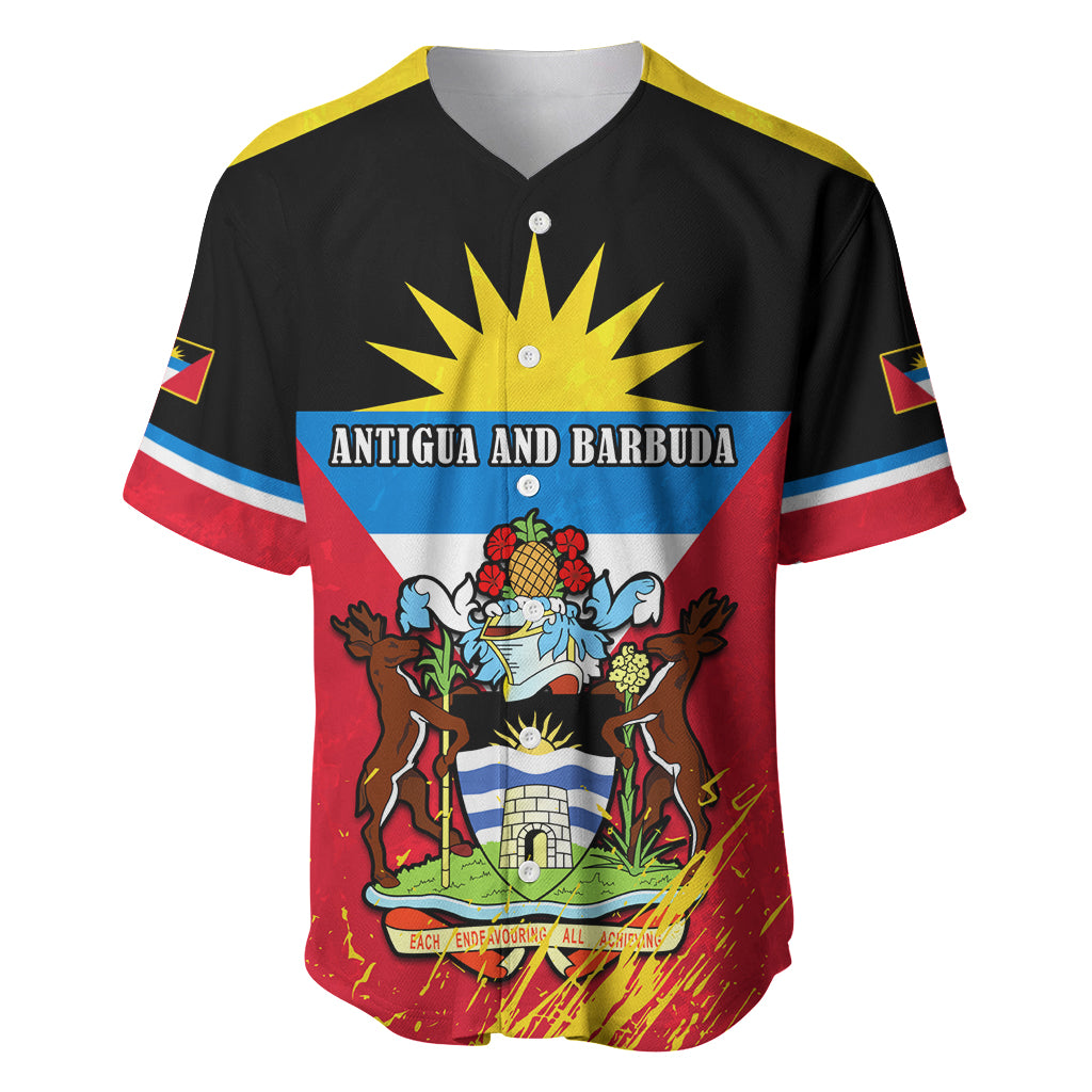 Personalised Antigua And Barbuda Independence Day Baseball Jersey 42nd Anniversary Flag Style - Wonder Print Shop