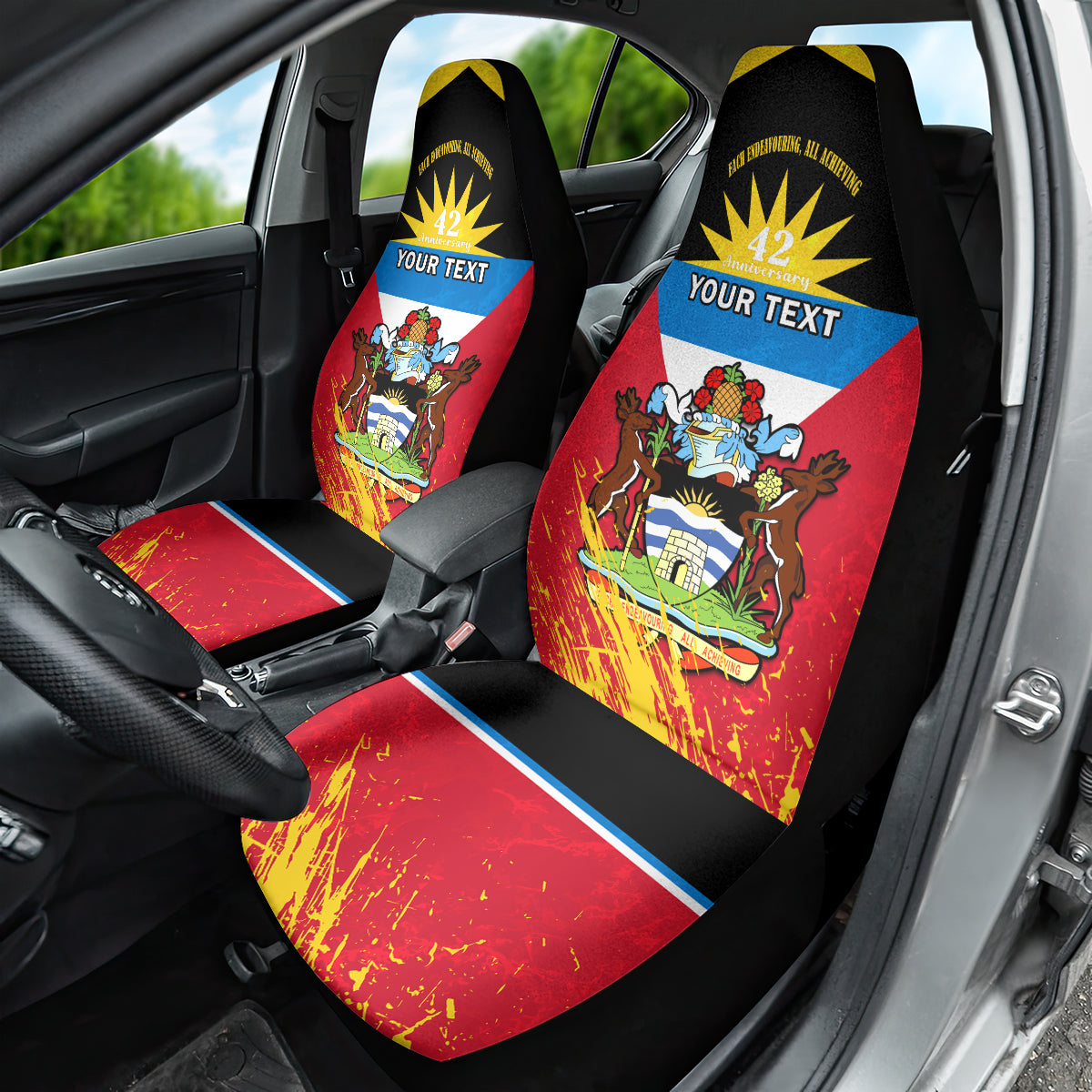 Personalised Antigua And Barbuda Independence Day Car Seat Cover 42nd Anniversary Flag Style - Wonder Print Shop