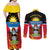 Personalised Antigua And Barbuda Independence Day Couples Matching Off Shoulder Maxi Dress and Long Sleeve Button Shirts 42nd Anniversary Flag Style - Wonder Print Shop