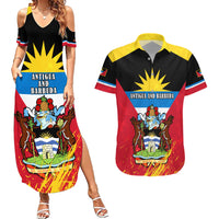 Personalised Antigua And Barbuda Independence Day Couples Matching Summer Maxi Dress and Hawaiian Shirt 42nd Anniversary Flag Style - Wonder Print Shop