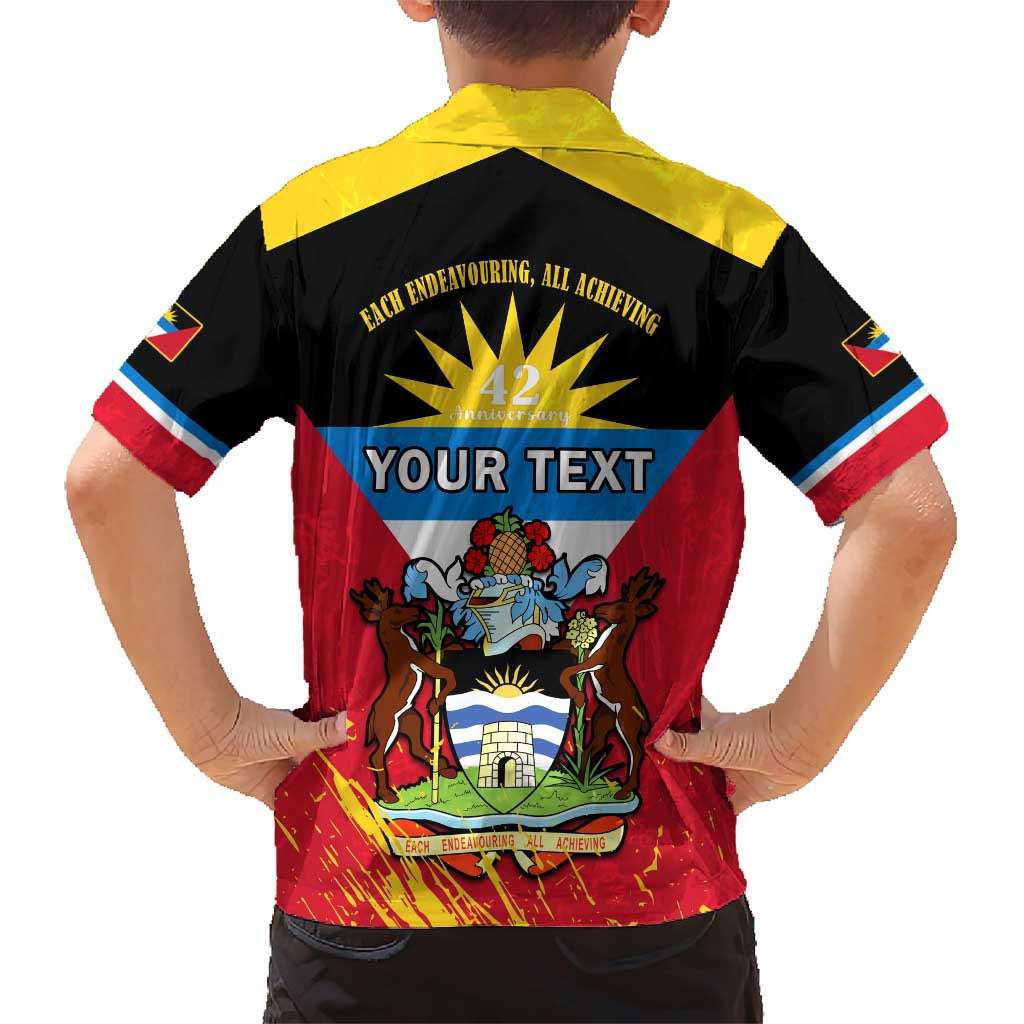 Personalised Antigua And Barbuda Independence Day Family Matching Short Sleeve Bodycon Dress and Hawaiian Shirt 42nd Anniversary Flag Style LT14