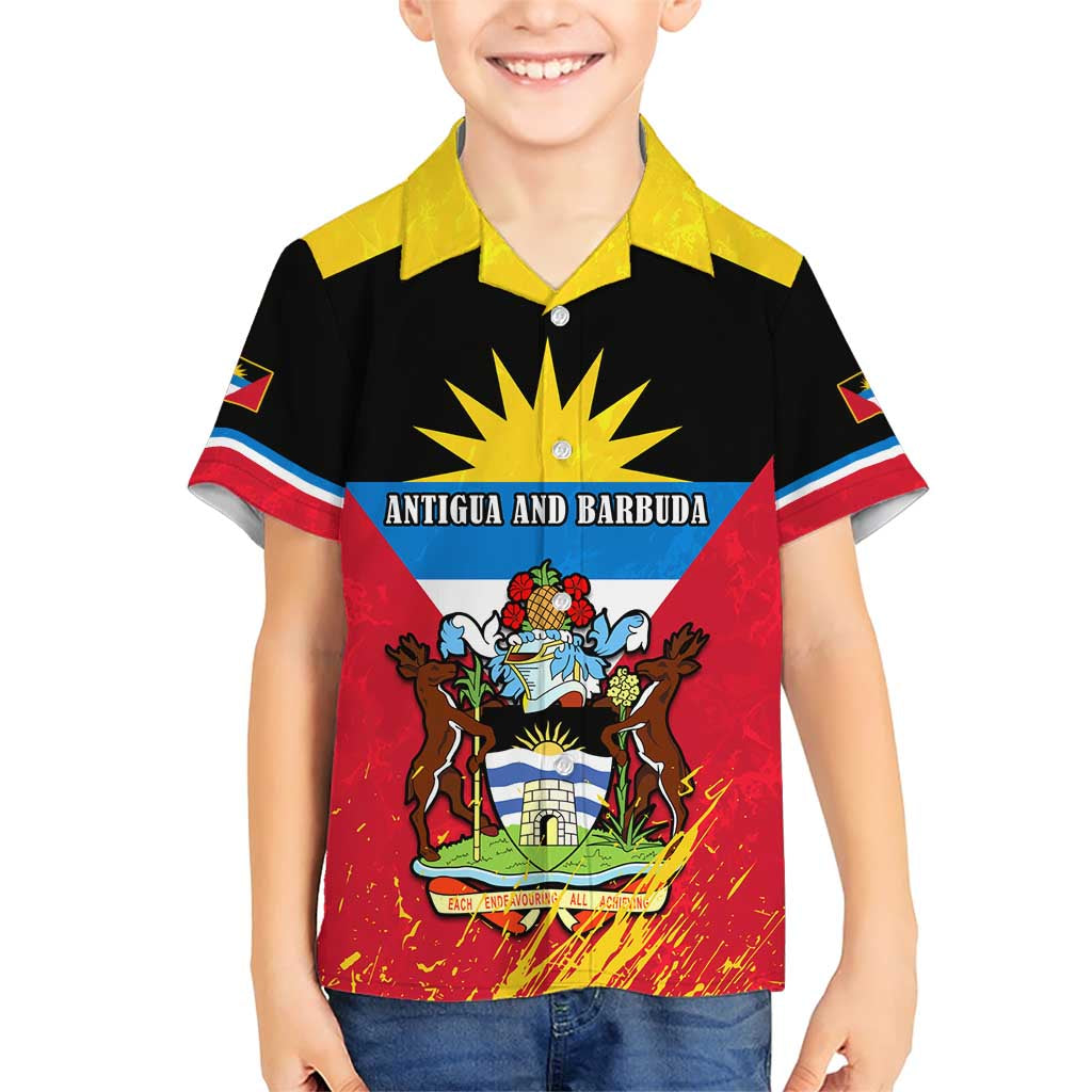 Personalised Antigua And Barbuda Independence Day Family Matching Short Sleeve Bodycon Dress and Hawaiian Shirt 42nd Anniversary Flag Style LT14