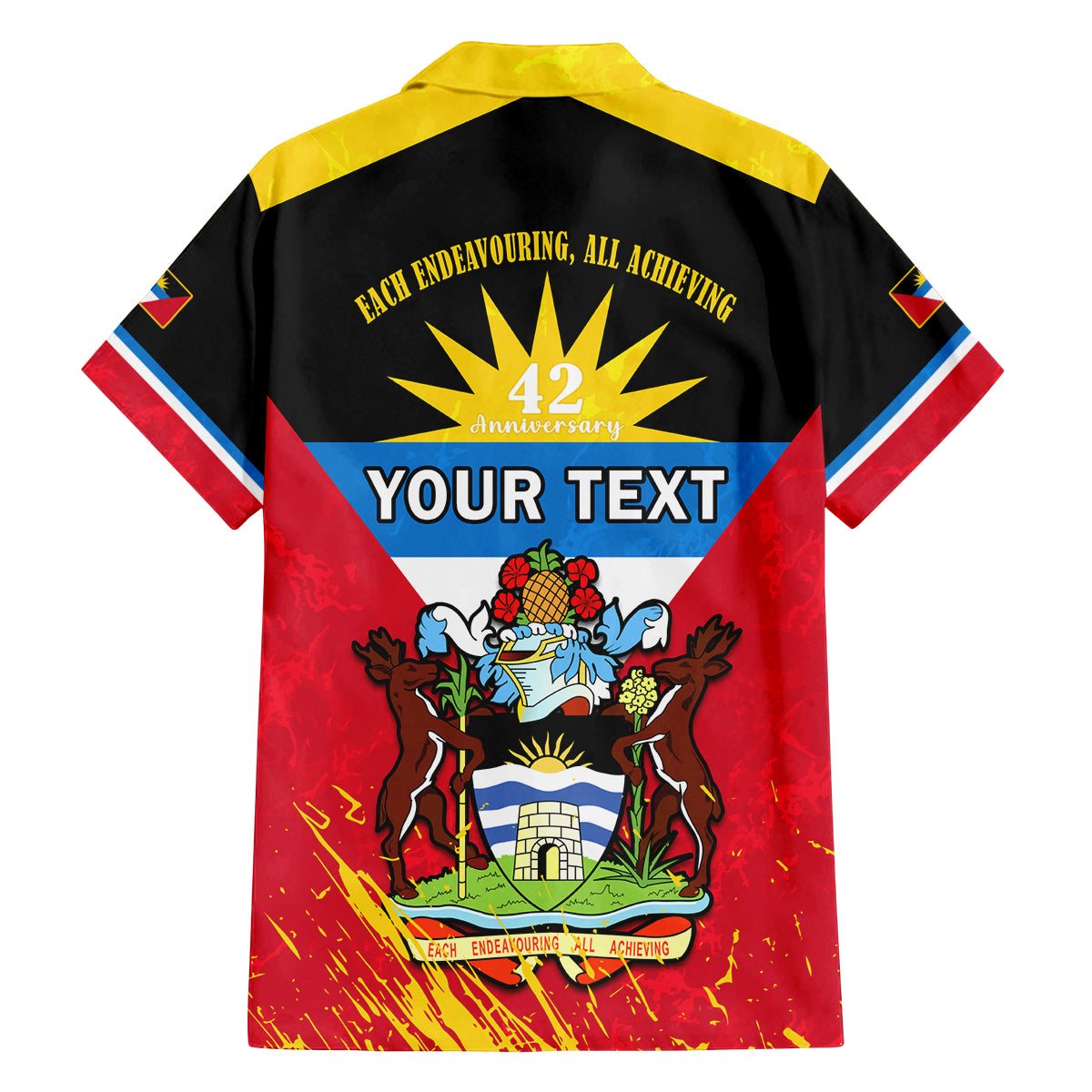 Personalised Antigua And Barbuda Independence Day Family Matching Off Shoulder Maxi Dress and Hawaiian Shirt 42nd Anniversary Flag Style - Wonder Print Shop