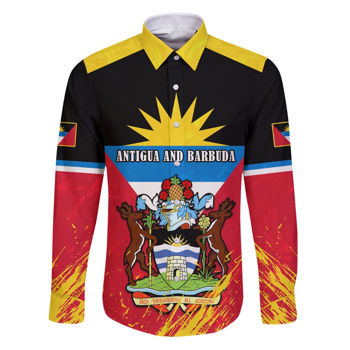 Personalised Antigua And Barbuda Independence Day Family Matching Puletasi Dress and Hawaiian Shirt 42nd Anniversary Flag Style - Wonder Print Shop