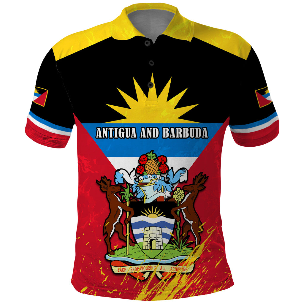 Personalised Antigua And Barbuda Independence Day Polo Shirt 42nd Anniversary Flag Style - Wonder Print Shop