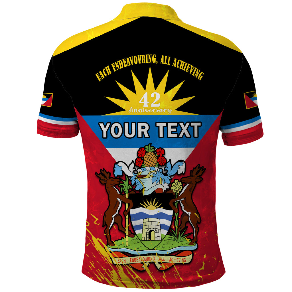 Personalised Antigua And Barbuda Independence Day Polo Shirt 42nd Anniversary Flag Style - Wonder Print Shop