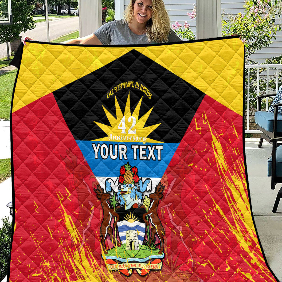 Personalised Antigua And Barbuda Independence Day Quilt 42nd Anniversary Flag Style - Wonder Print Shop