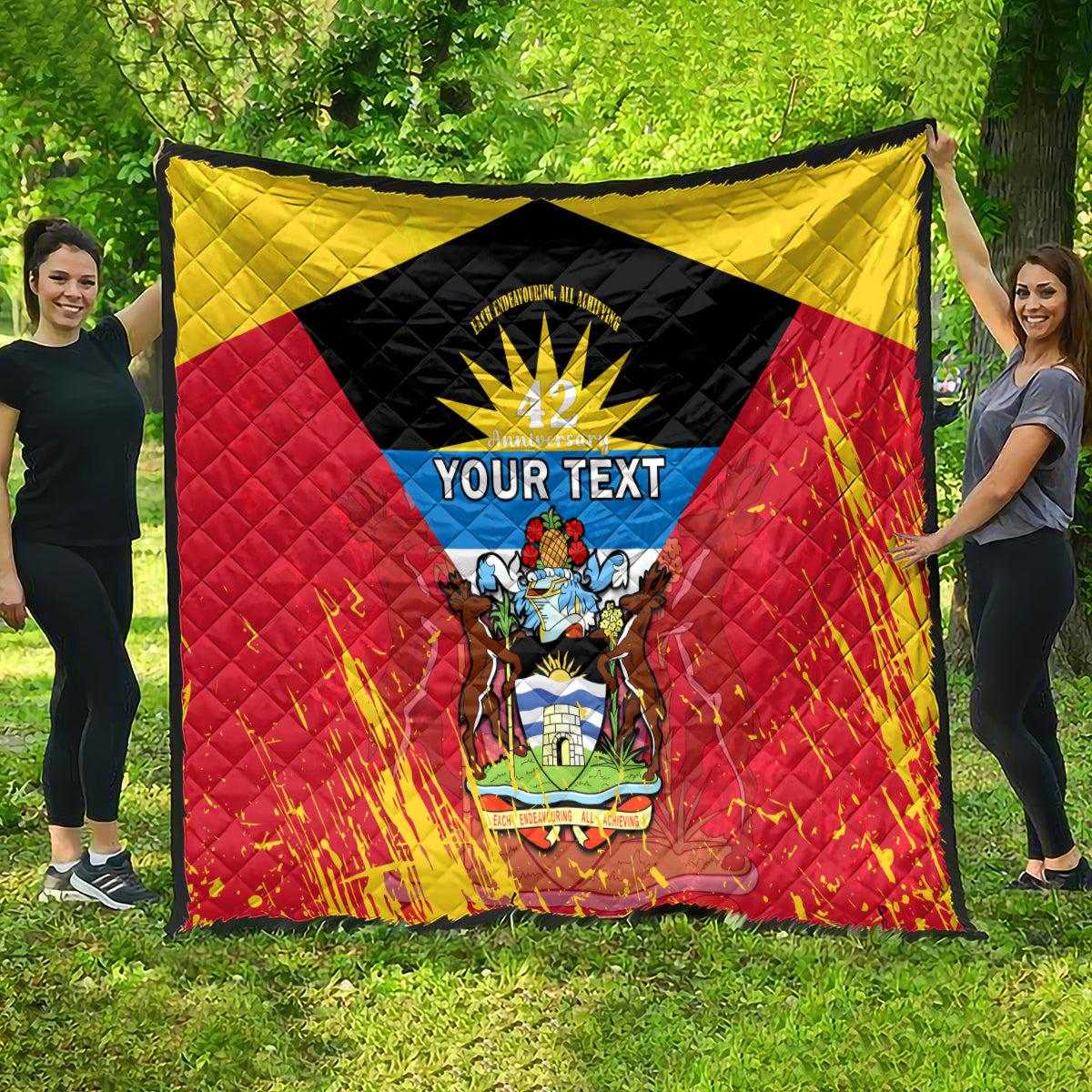 Personalised Antigua And Barbuda Independence Day Quilt 42nd Anniversary Flag Style - Wonder Print Shop